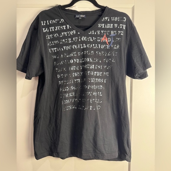 Armani jeans Men's Black Graphic T-Shirt cotton blend - Picture 1 of 8